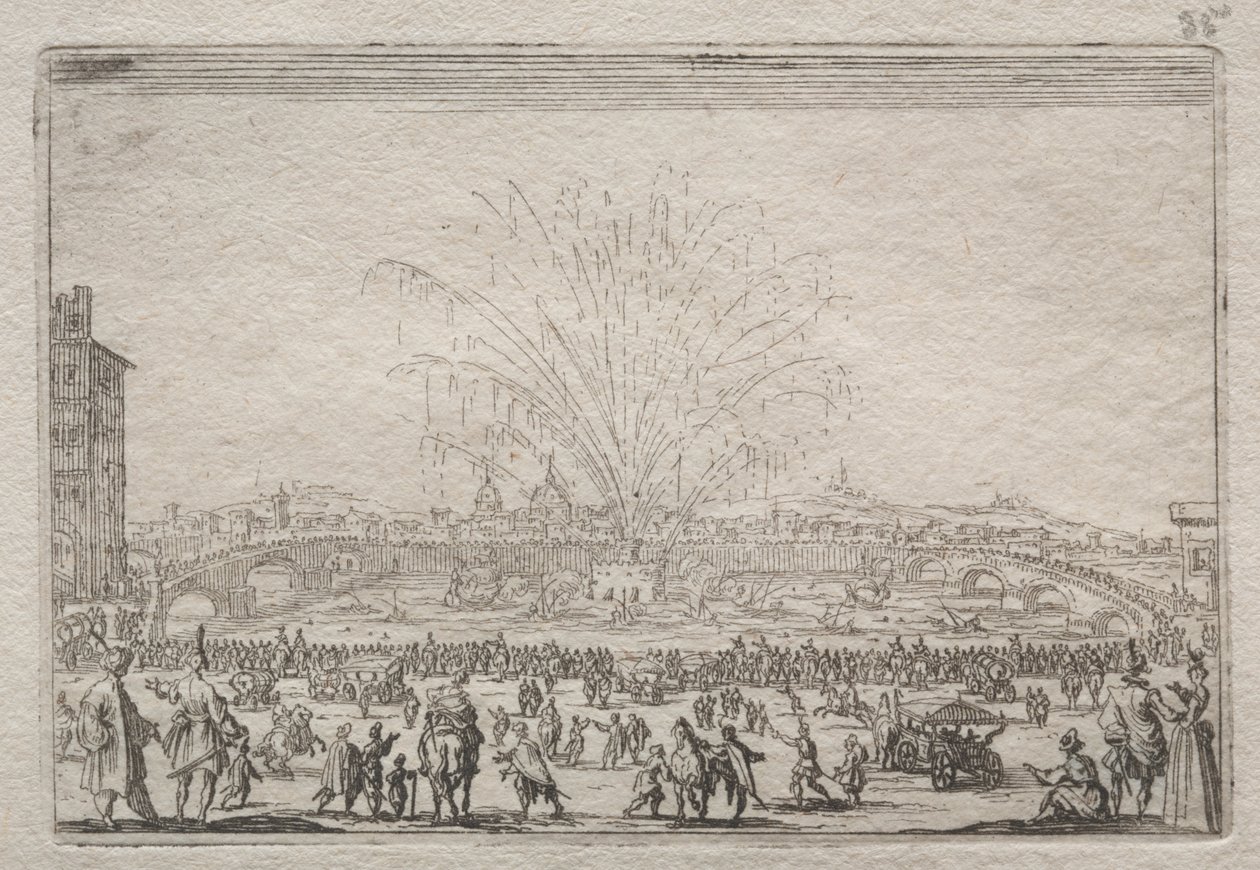 Feuerwerk am Arno von Jacques Callot