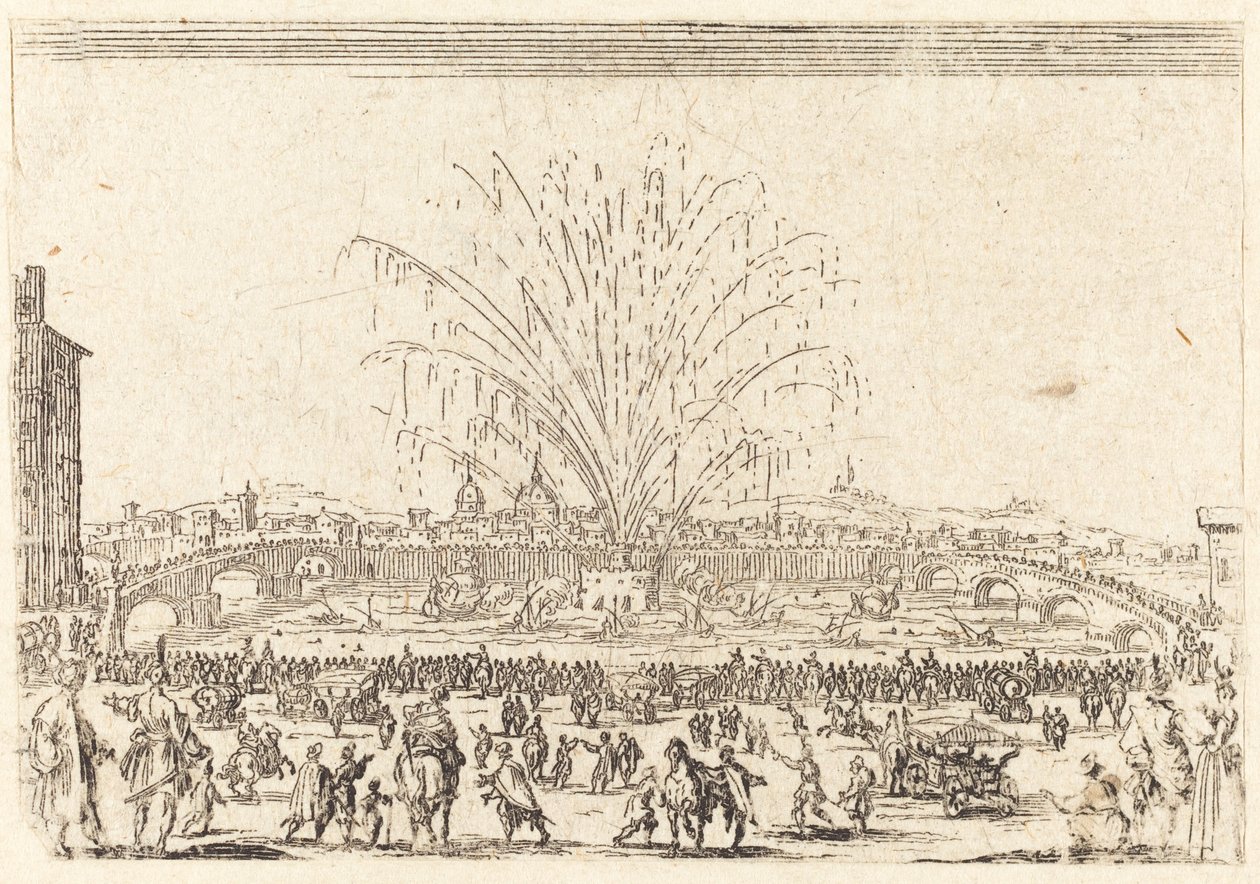 Feuerwerk am Arno, Florenz von Jacques Callot