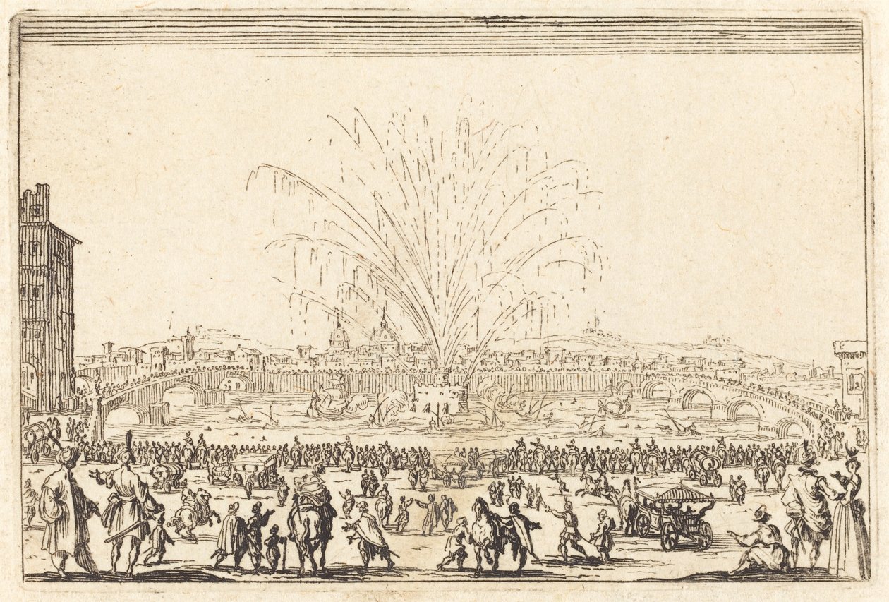 Feuerwerk am Arno, Florenz von Jacques Callot