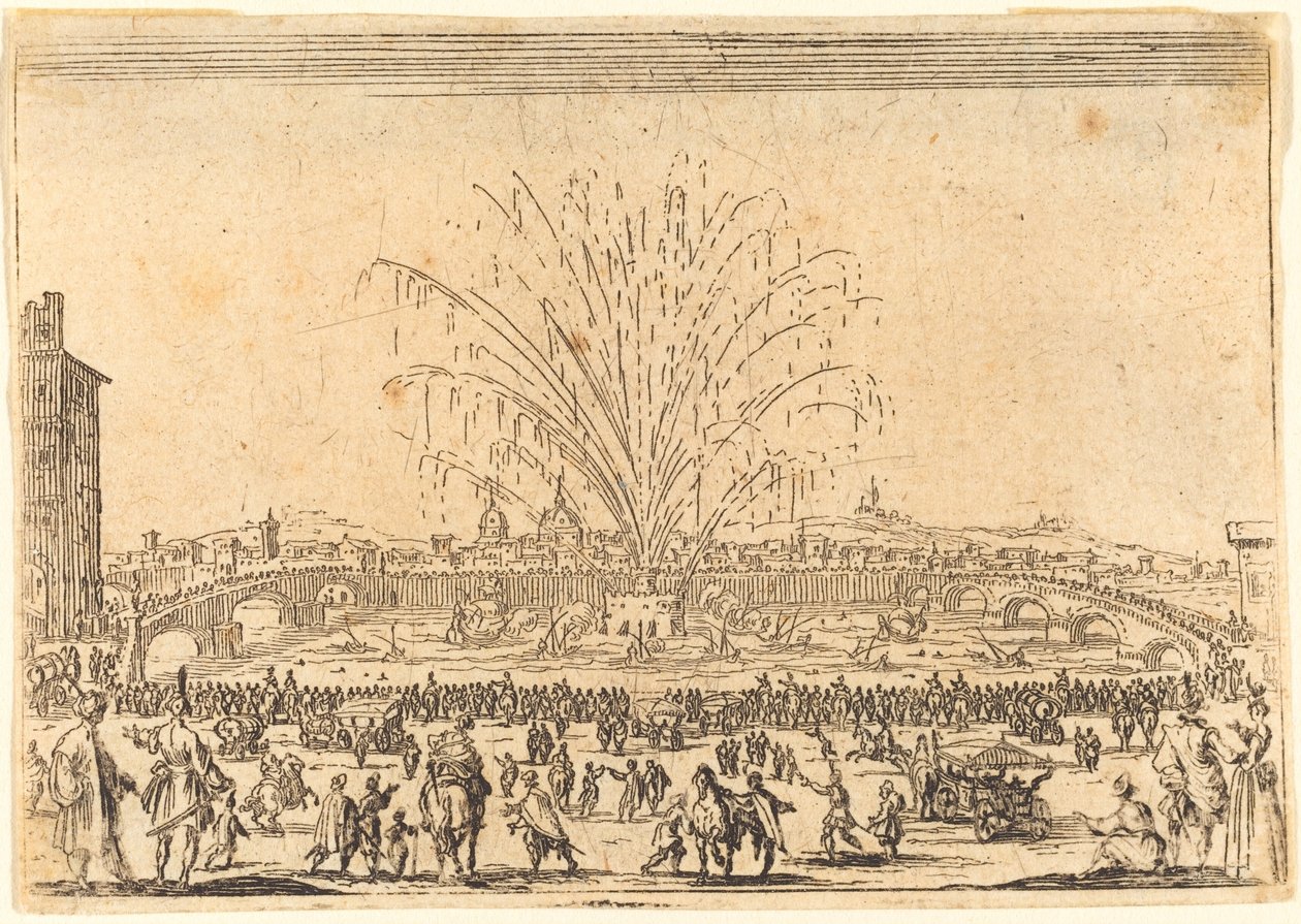 Feuerwerk am Arno, Florenz von Jacques Callot