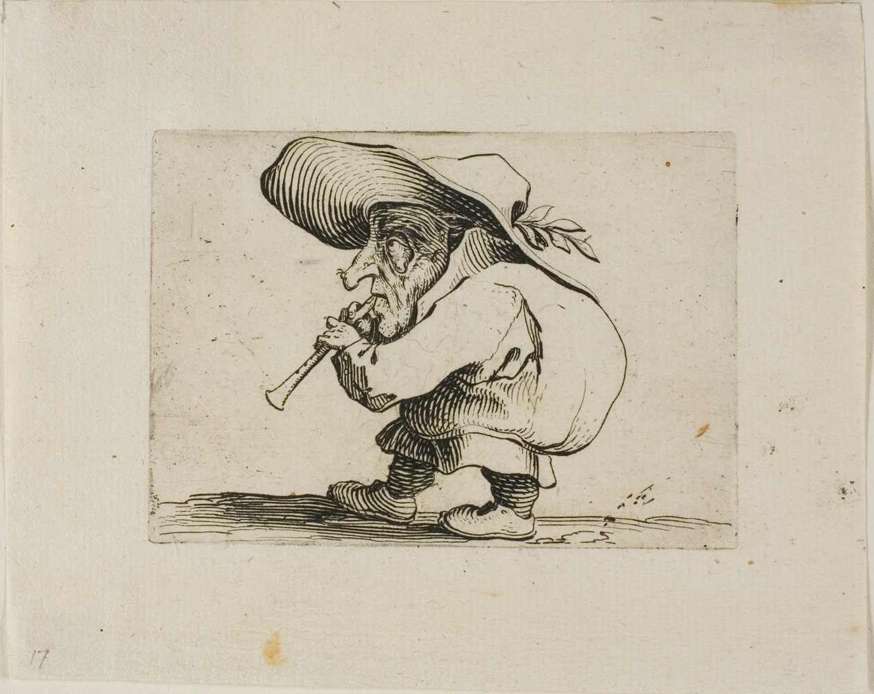 Flageolettspieler, aus Varie Figure Gobbi von Jacques Callot