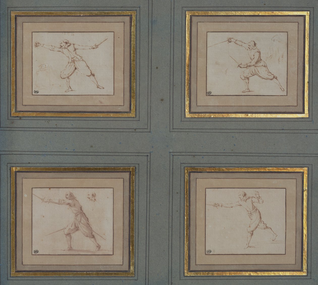 Vier Studien eines Fechters, 1766-69 von Jacques Callot