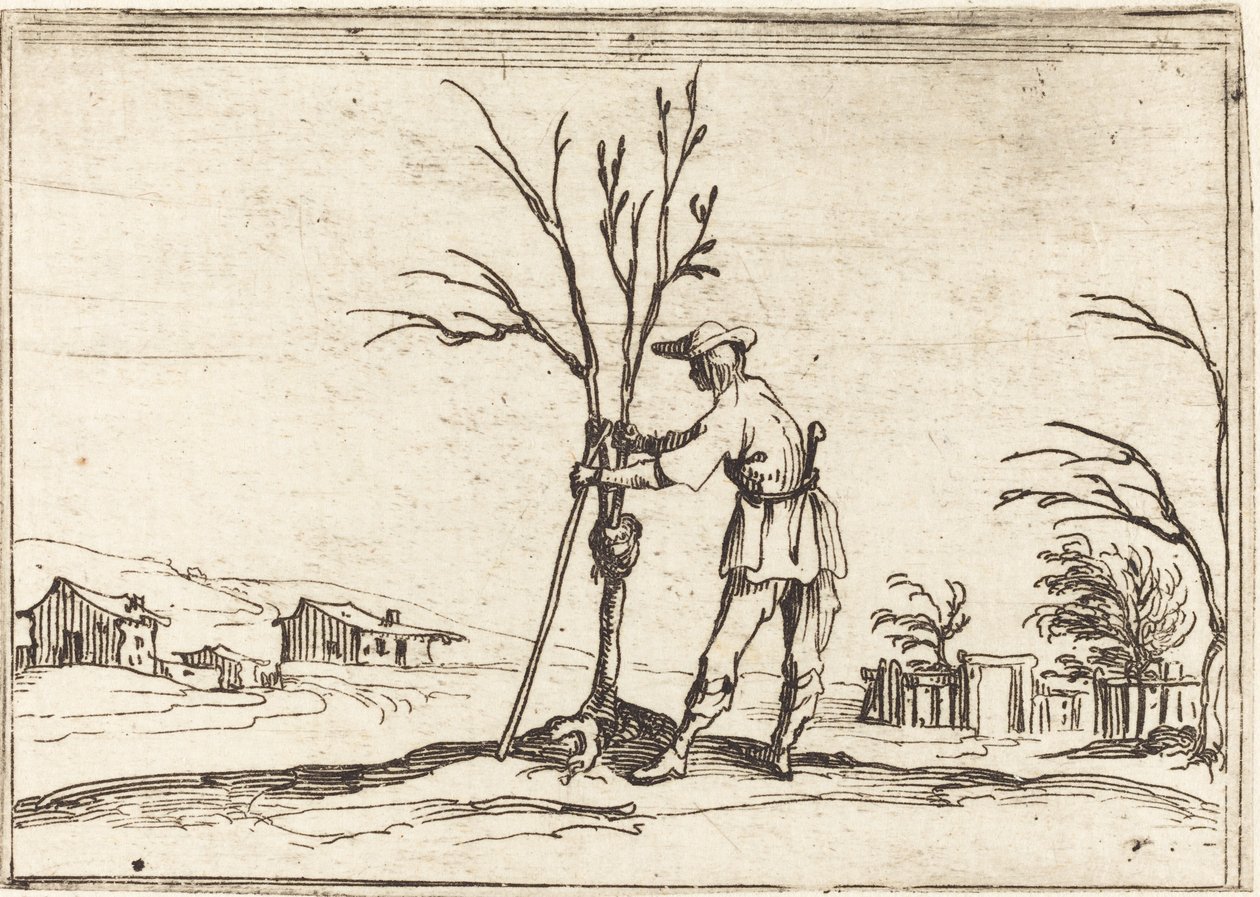 Gärtner beim Baumschnitt von Jacques Callot