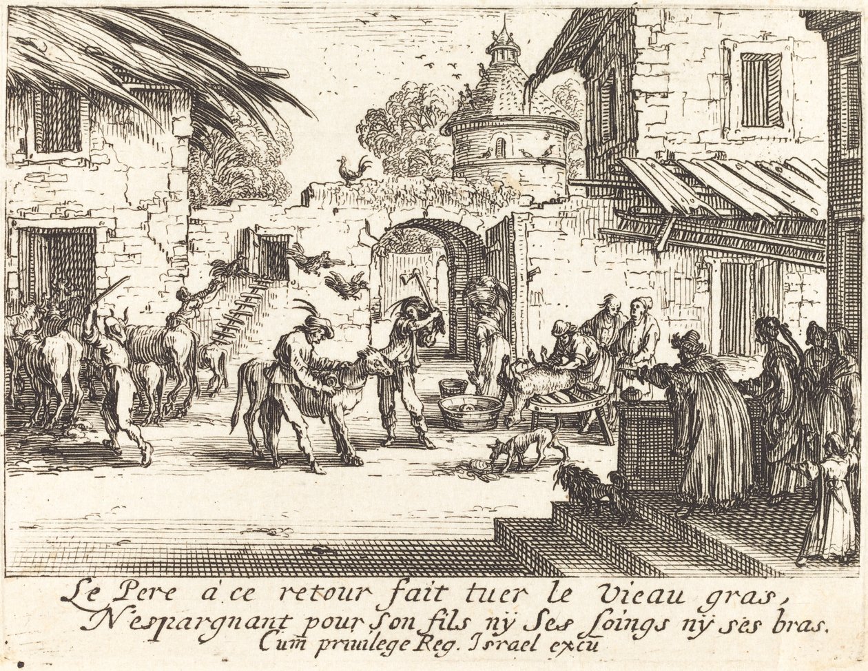 Das gemästete Kalb töten von Jacques Callot
