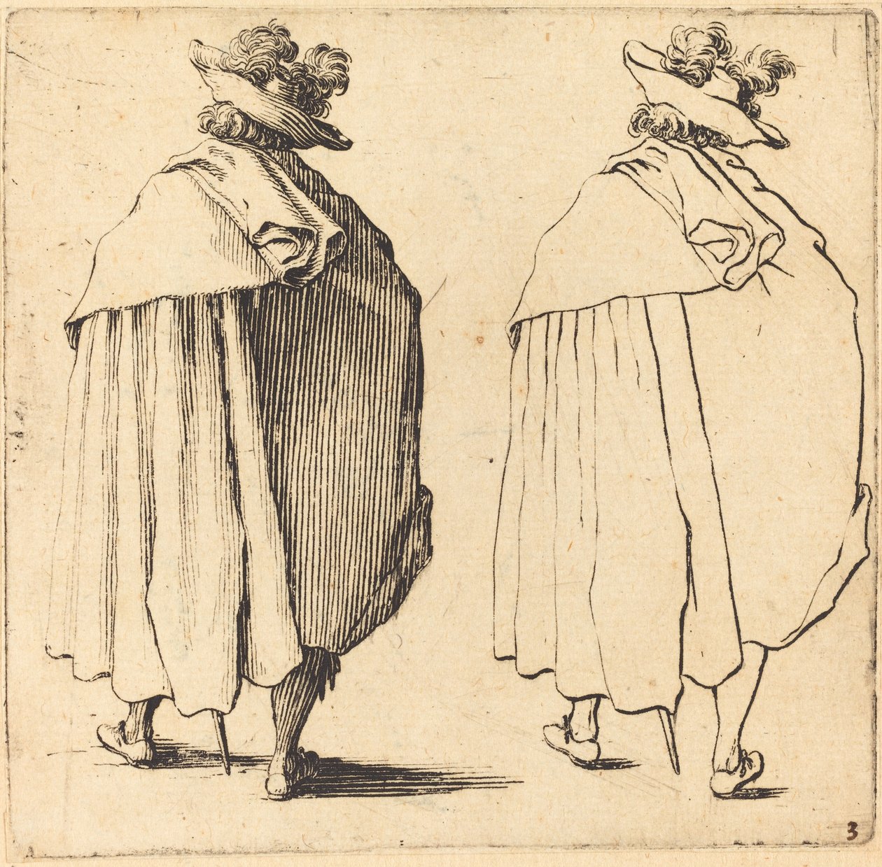 Mann im Mantel, von hinten gesehen von Jacques Callot