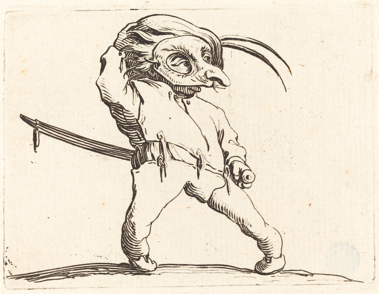 Maskierter Mann mit verdrehten Füßen von Jacques Callot