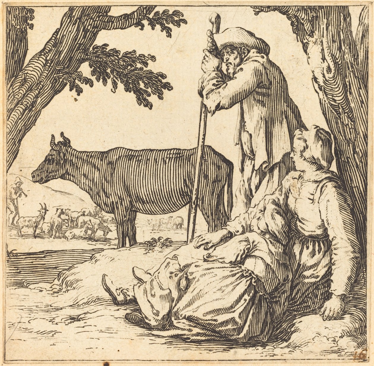 Bauernpaar mit Kuh von Jacques Callot