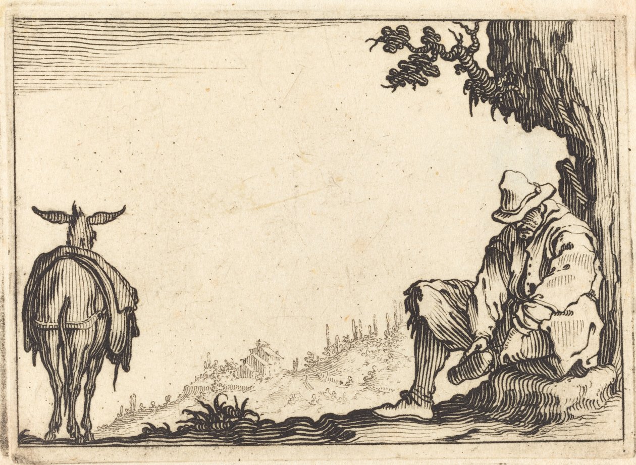Bauer zieht seinen Schuh aus von Jacques Callot