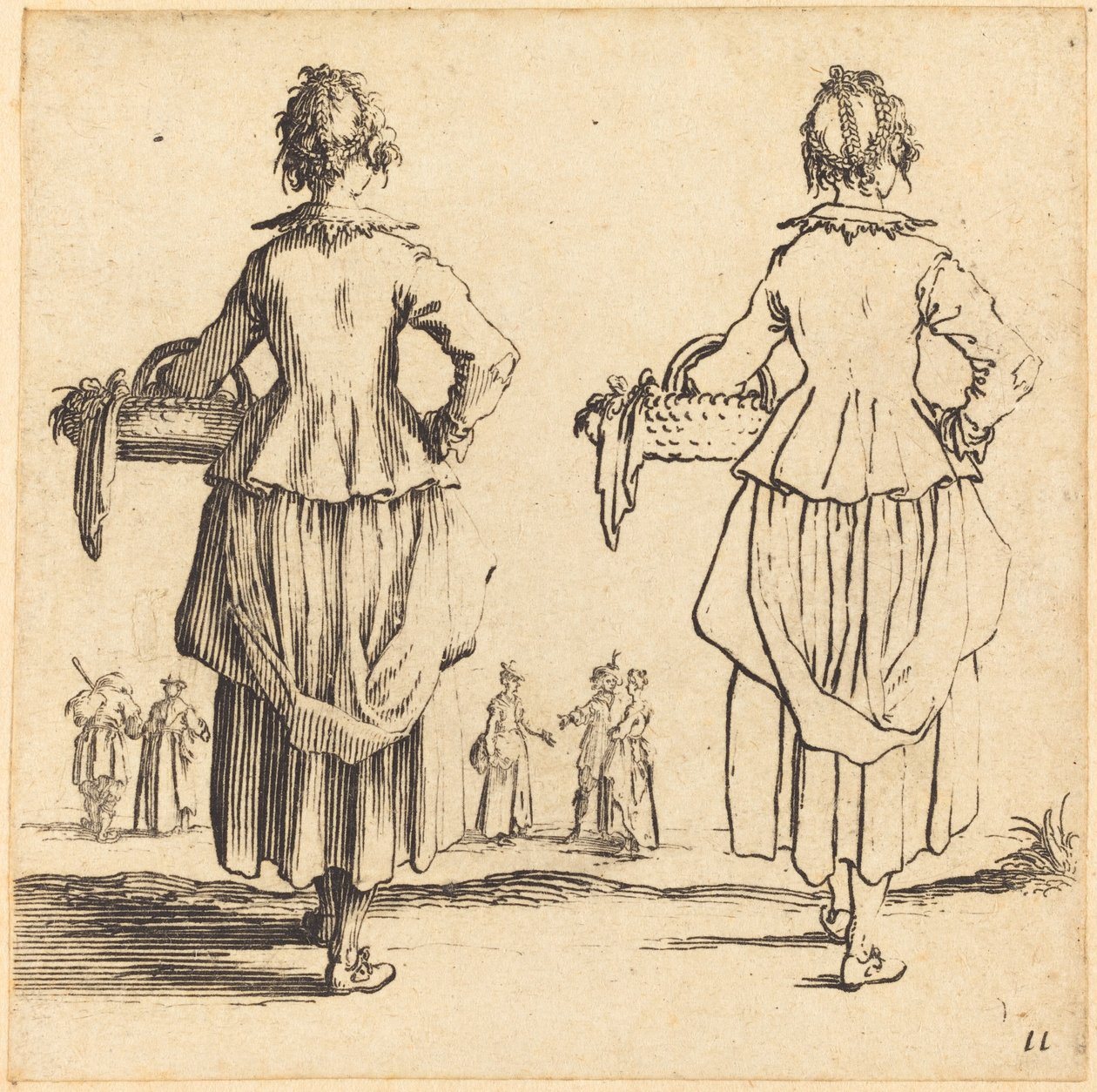 Bäuerin mit Korb, von hinten gesehen von Jacques Callot