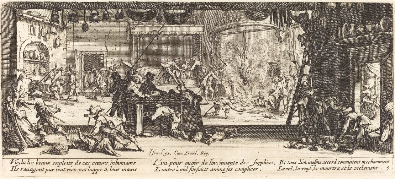 Plünderung eines großen Bauernhauses von Jacques Callot
