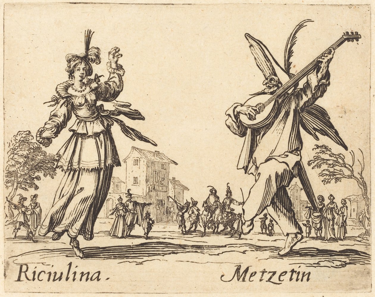 Riciulina und Metzetin von Jacques Callot