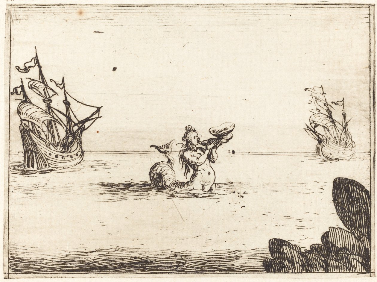 Sirene zwischen zwei Schiffen von Jacques Callot