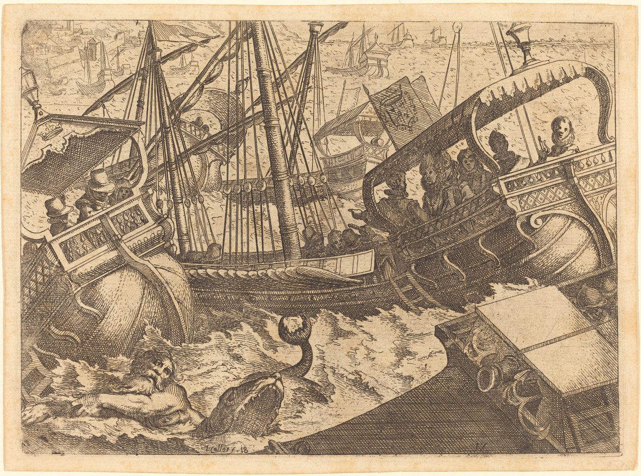 Sturm vor der Küste von Barcelona von Jacques Callot