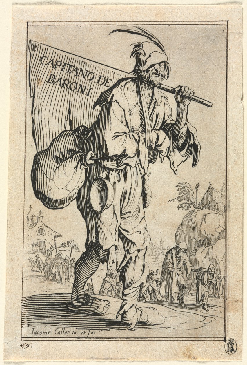 Die Bettler: Frontispiz: Hauptmann der Barone von Jacques Callot