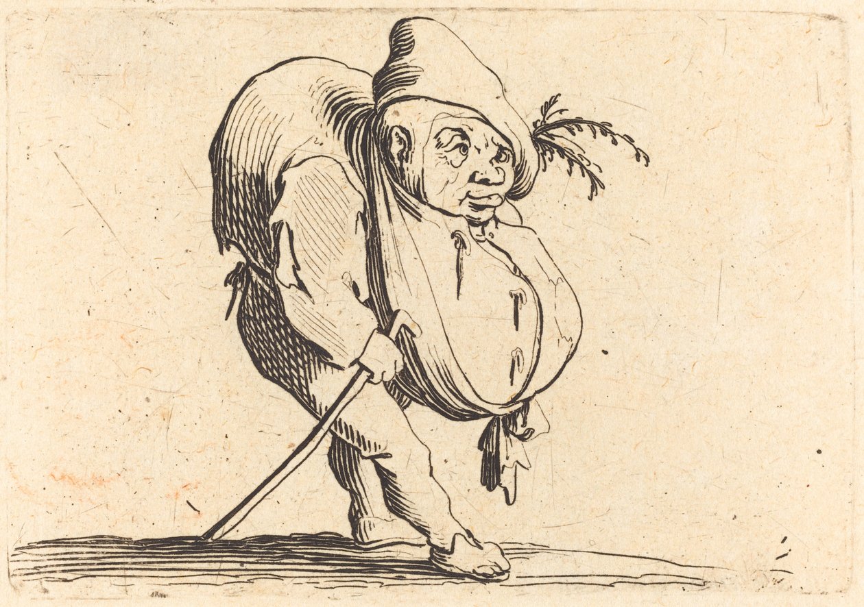 Der Bucklige mit einem Stock, ca. 1622 von Jacques Callot