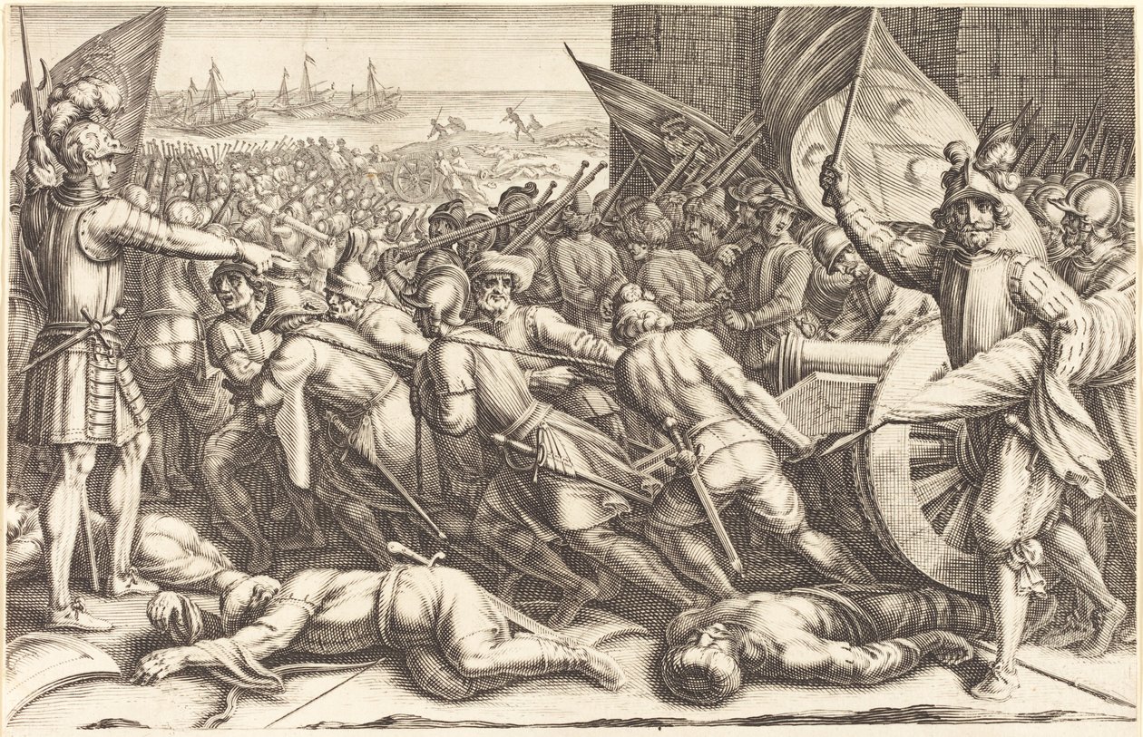 Die Wiedereinschiffung der Truppen, ca. 1614 von Jacques Callot