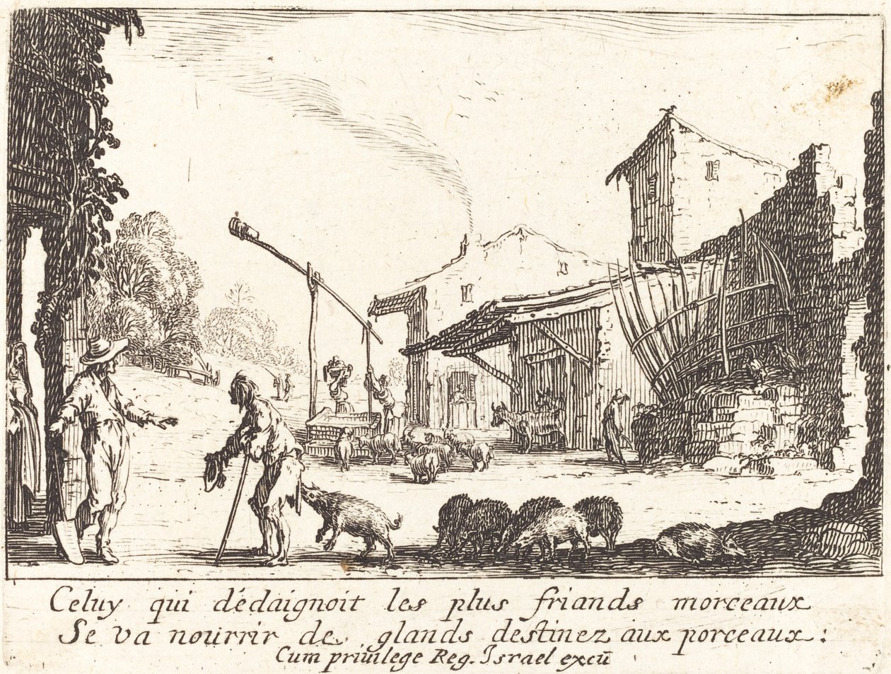 Der Schweinehirt, 1635 von Jacques Callot
