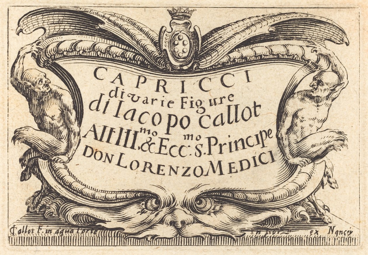 Titelseite für "Die Capricci" von Jacques Callot