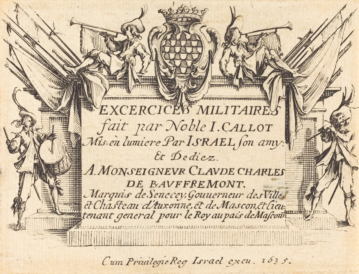 Titelseite für "Die Militärübungen" von Jacques Callot