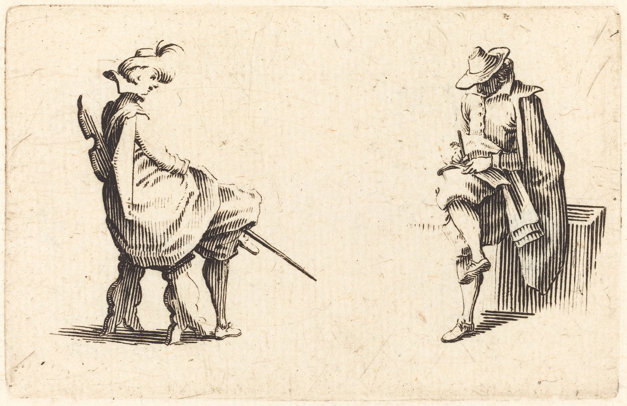 Zwei sitzende Figuren von Jacques Callot