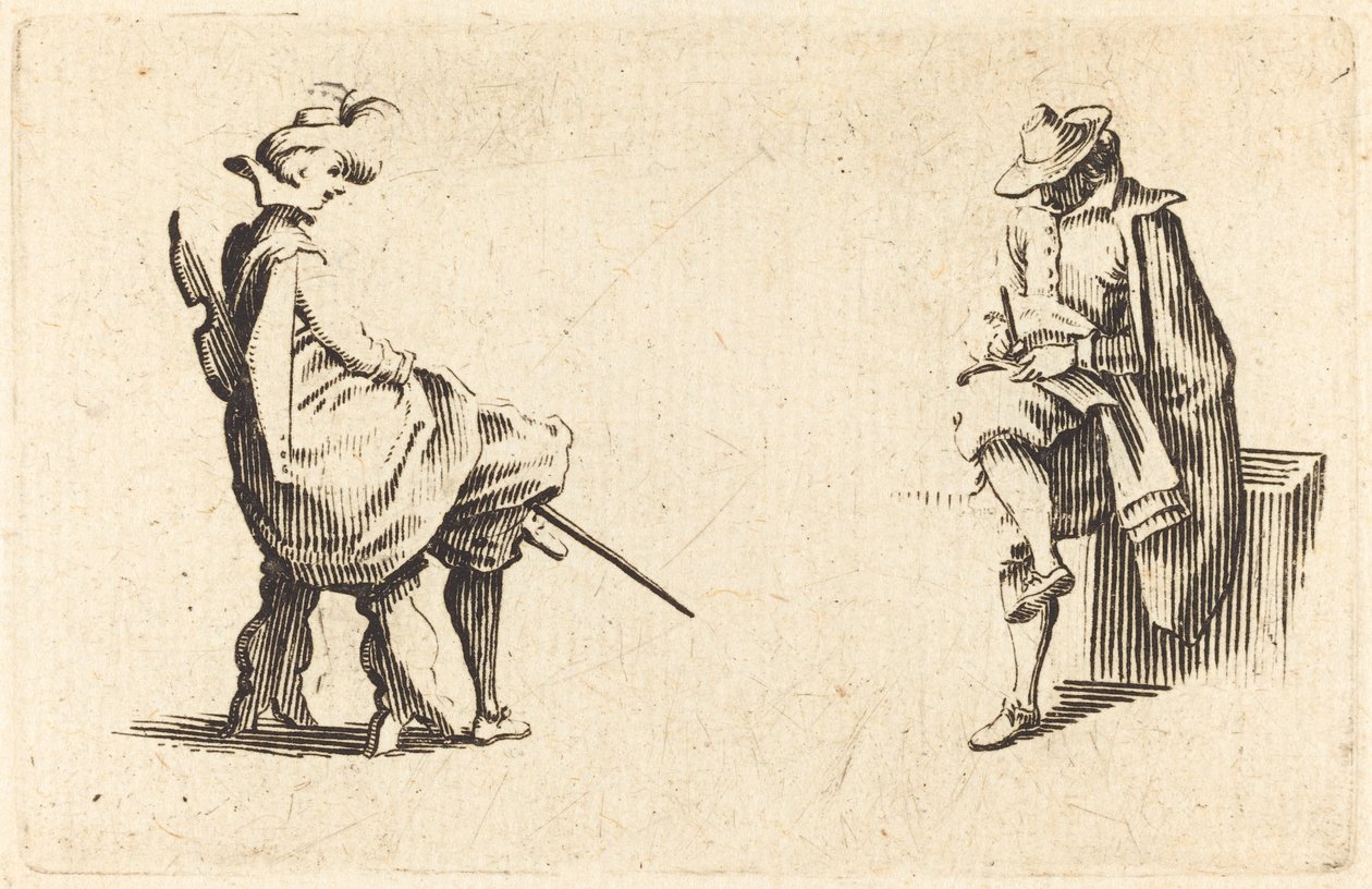 Zwei sitzende Figuren, ca. 1622 von Jacques Callot