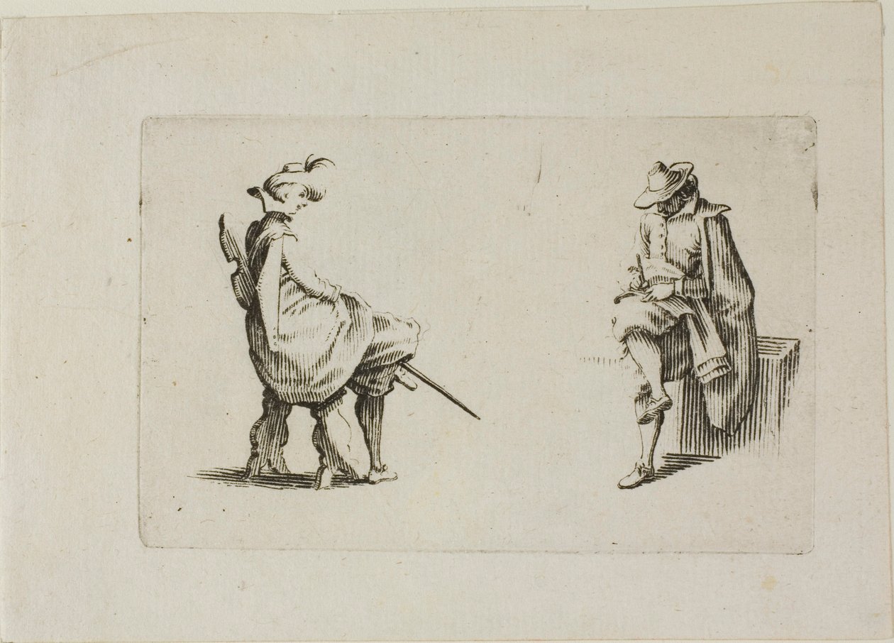 Zwei sitzende Männer, aus Die Caprices von Jacques Callot