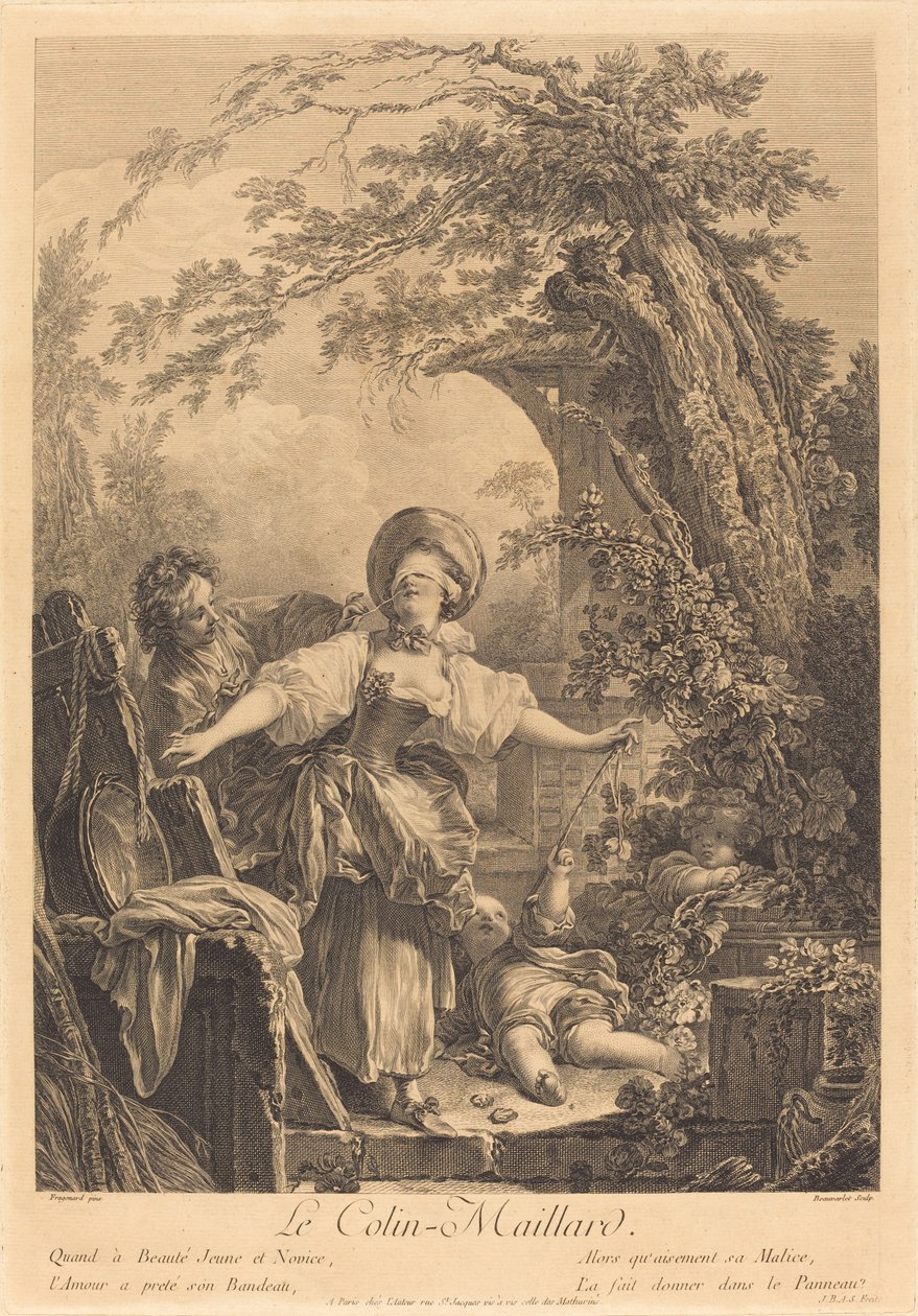 Blinde Kuh von Jacques Firmin Beauvarlet after Jean Honoré Fragonard