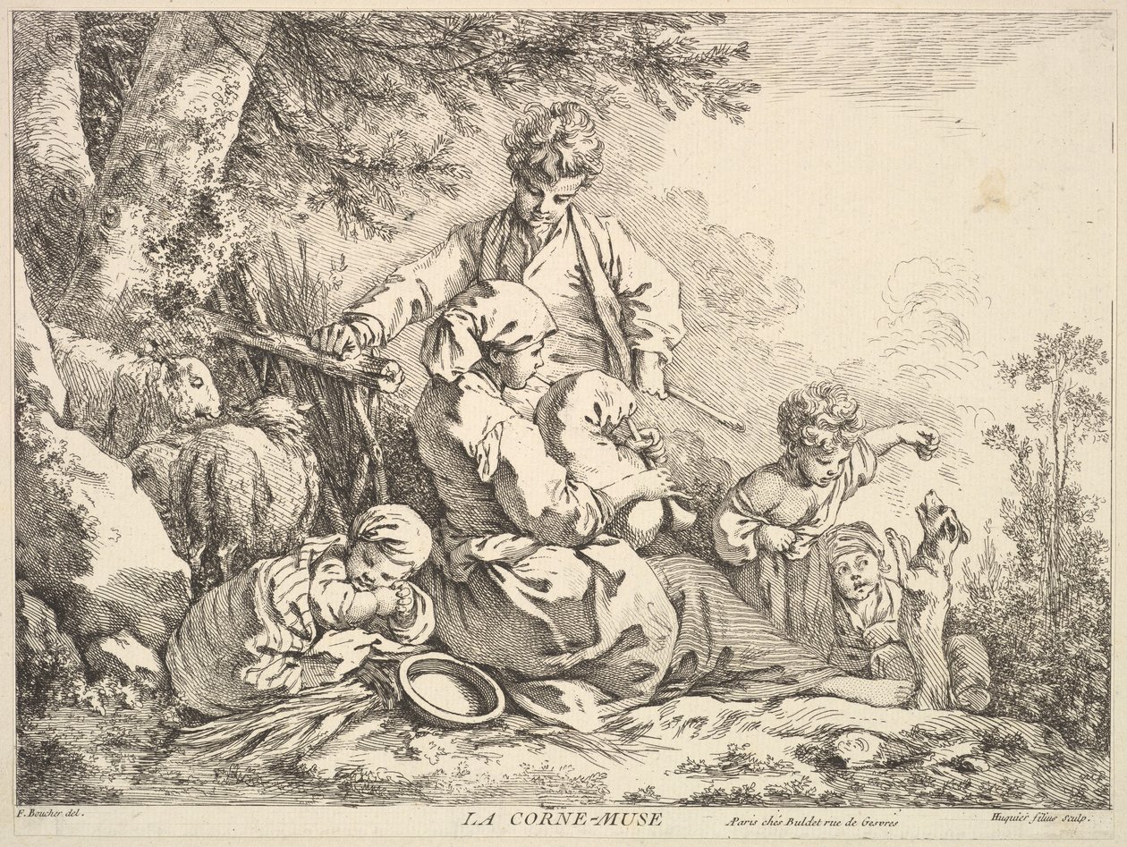 Dudelsack, Mitte bis Ende 18. Jahrhundert von Jacques Gabriel Huquier