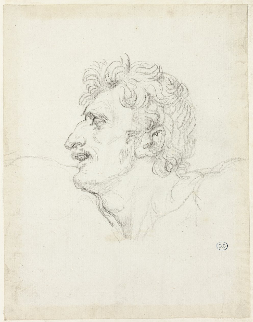 Kopf eines Mannes, linkes Profil von Jacques Louis David