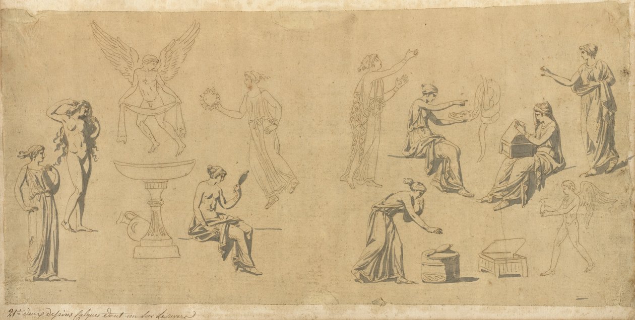 Studien klassischer Frauen mit Eros von Jacques Louis David