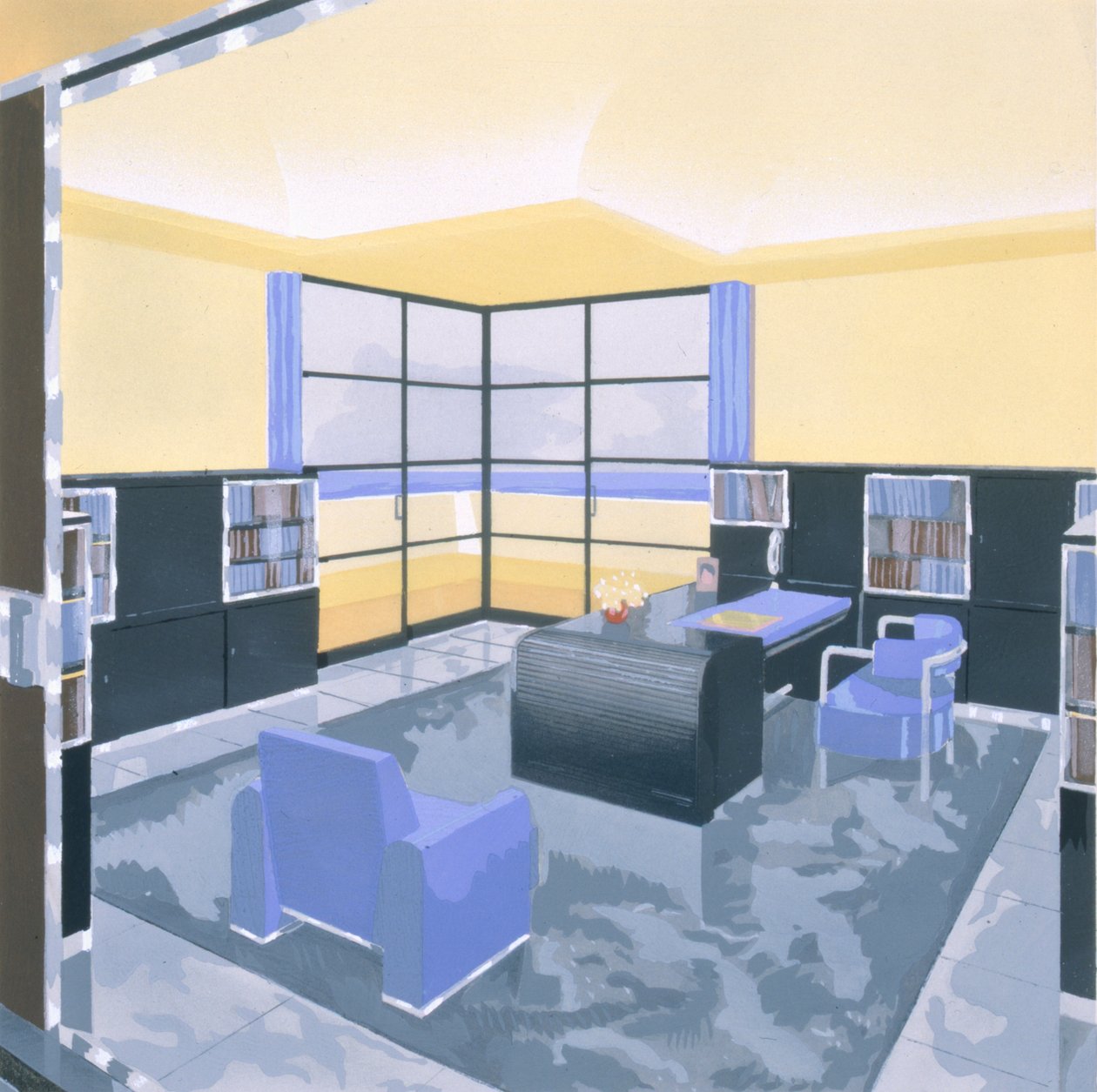 Büro, aus 