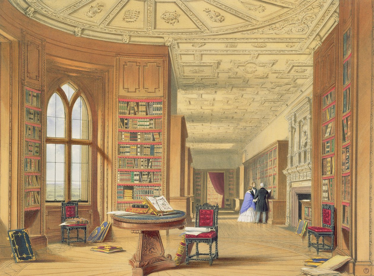 Die Bibliothek, Windsor Castle, 1838 von James Baker Pyne