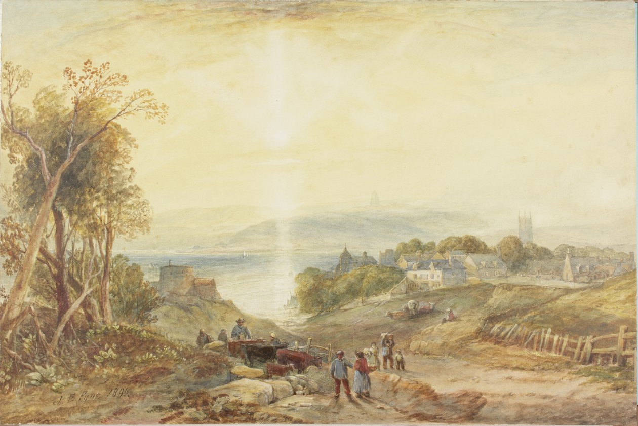 Dorf am Ufer eines Sees von James Baker Pyne