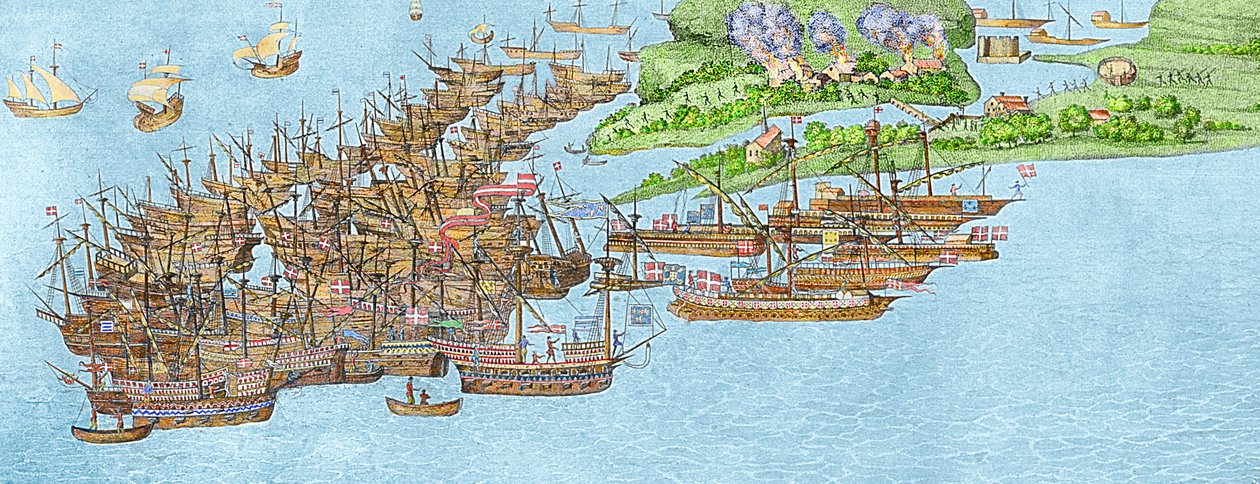 Die französische Flotte in der Flaute und der Angriff auf die Isle of Wight, 1545 (Detail) von James Basire