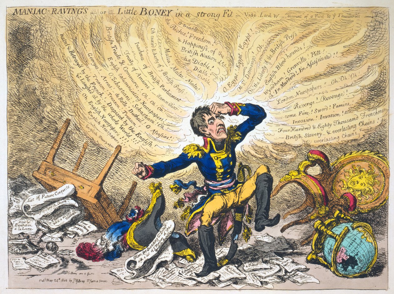 Wahnsinnige Raserei, oder Kleiner Boney in einem starken Anfall von James Gillray