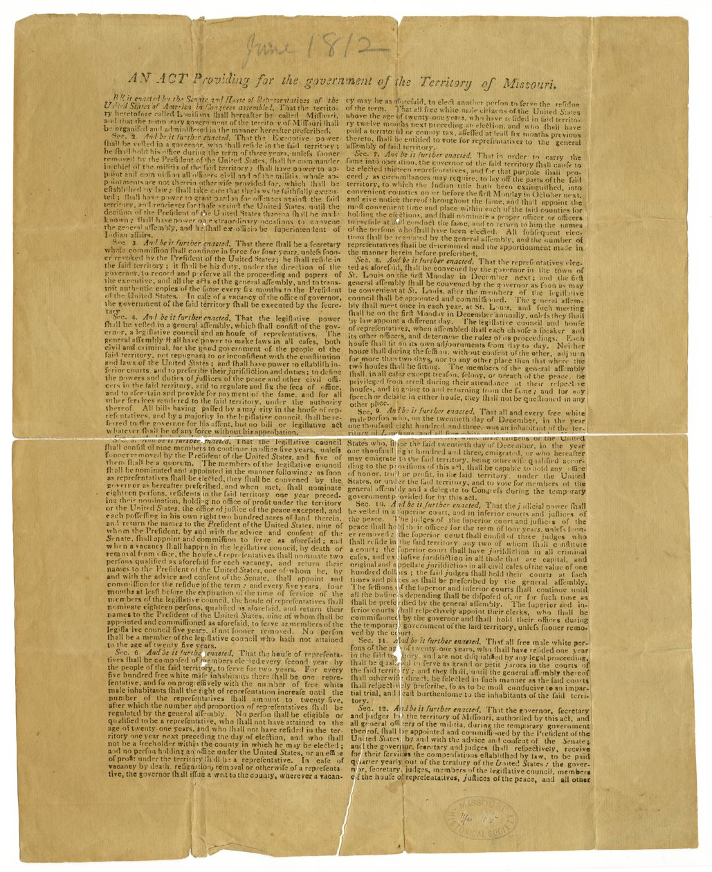 Genehmigt, H. Clay, Wm. H. Crawford, James Madison von James Madison