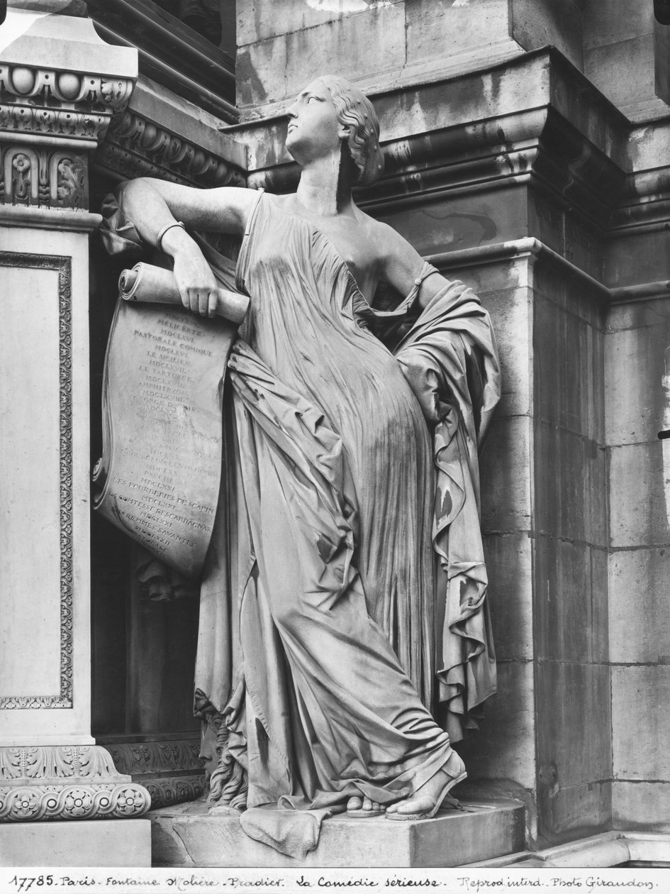 Molière-Brunnen, Ernste Komödie, 1844 (Marmor) (Detail) von James Pradier