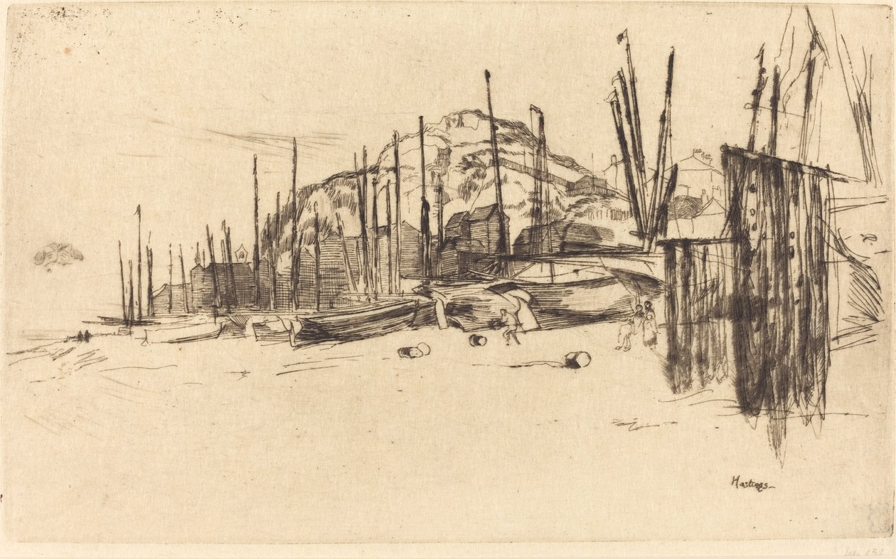 Fischerboote, Hastings, 1877 von James Abbott McNeill Whistler