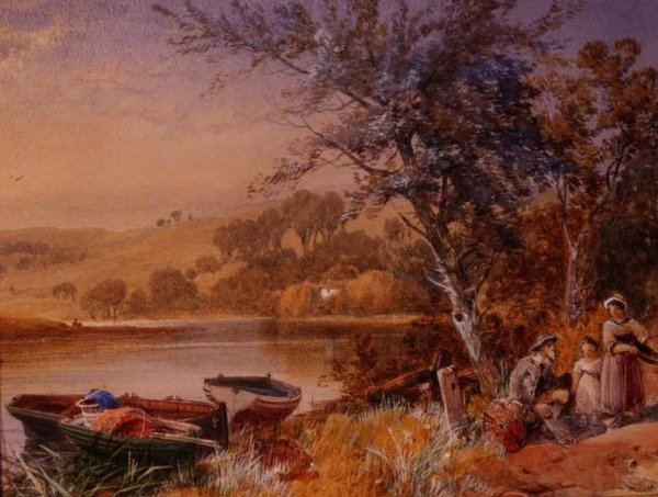 Am Seeufer (Detail) von James Burrell Smith