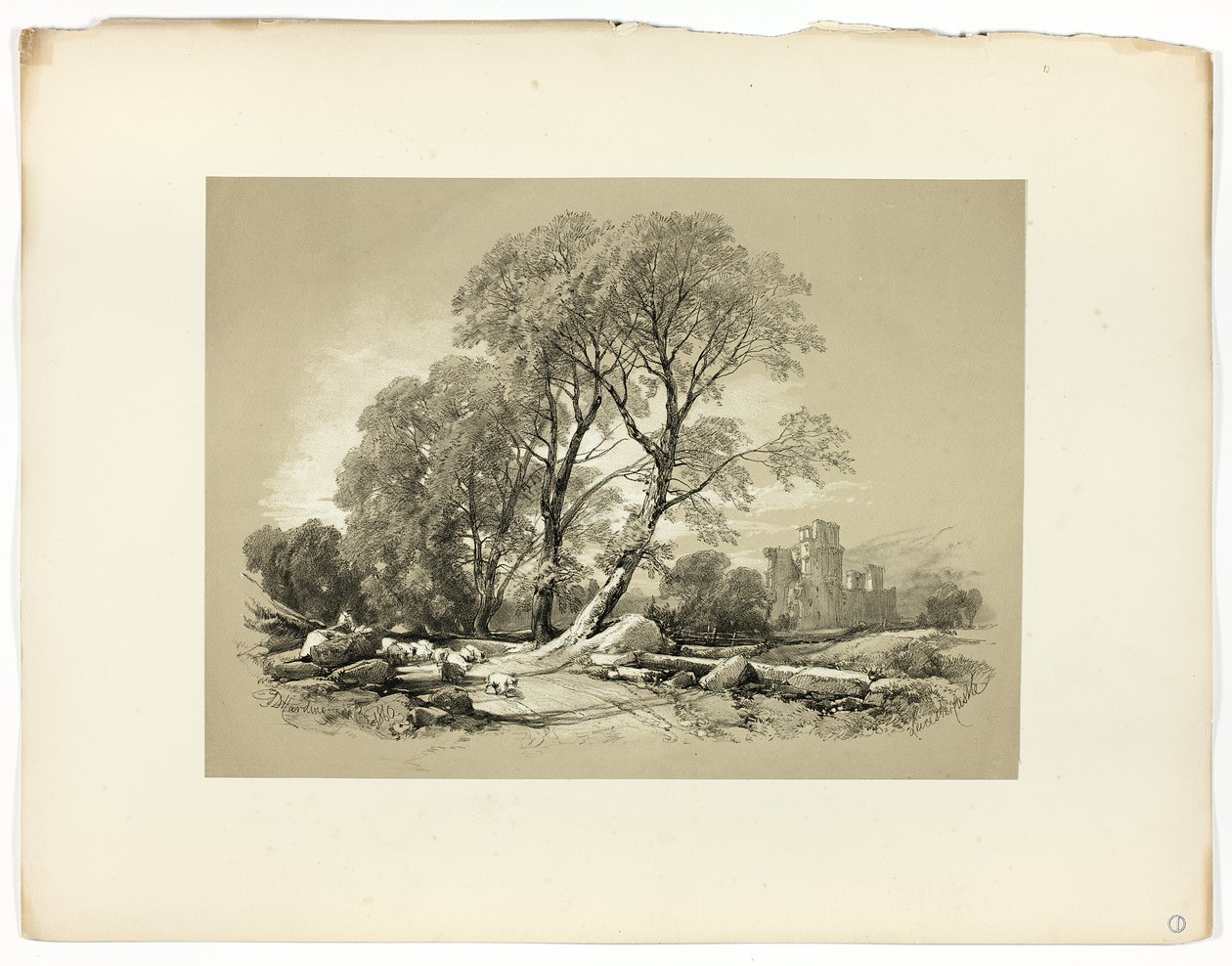 Leicester Castle, aus Picturesque Selections von James Duffield Harding