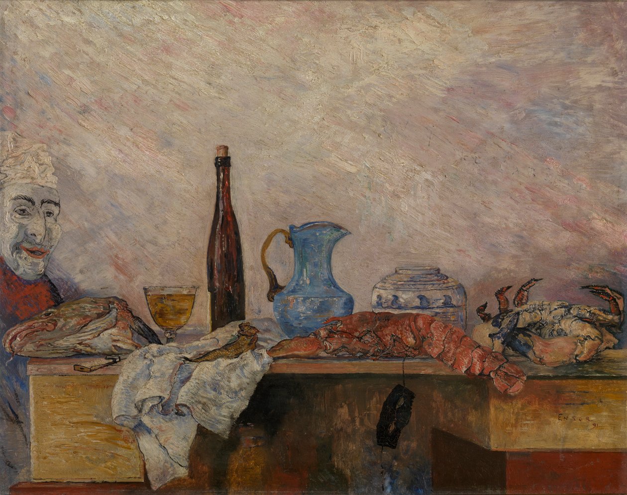 Maske und Krustentiere von James Ensor