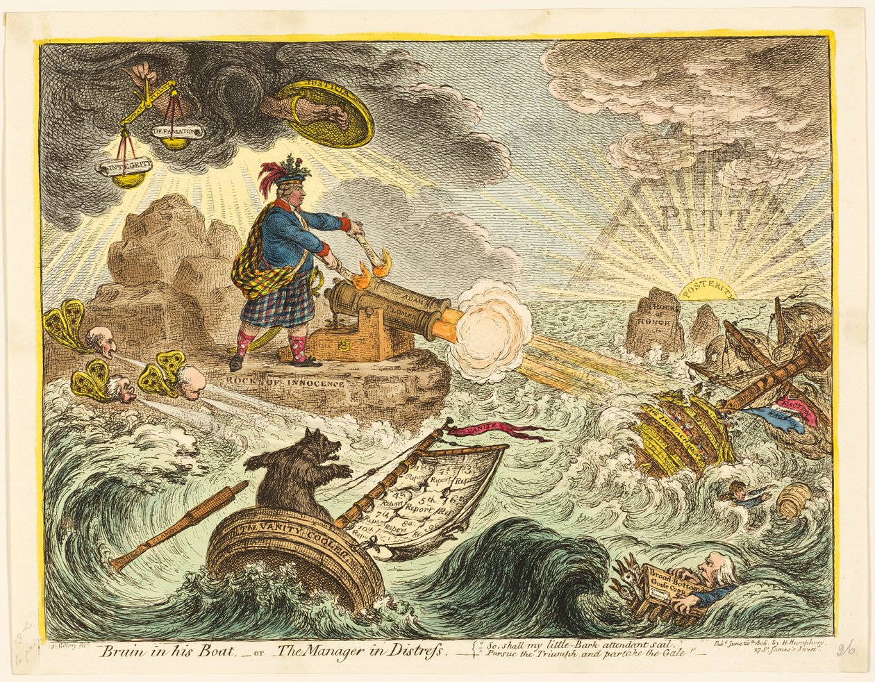 Bruin in seinem Boot von James Gillray