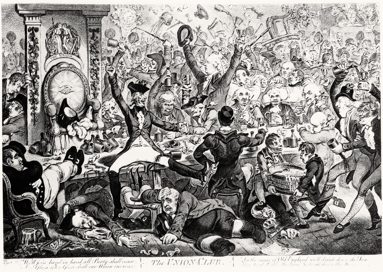 Der Union Club, 1801 (Farbstich) von James Gillray