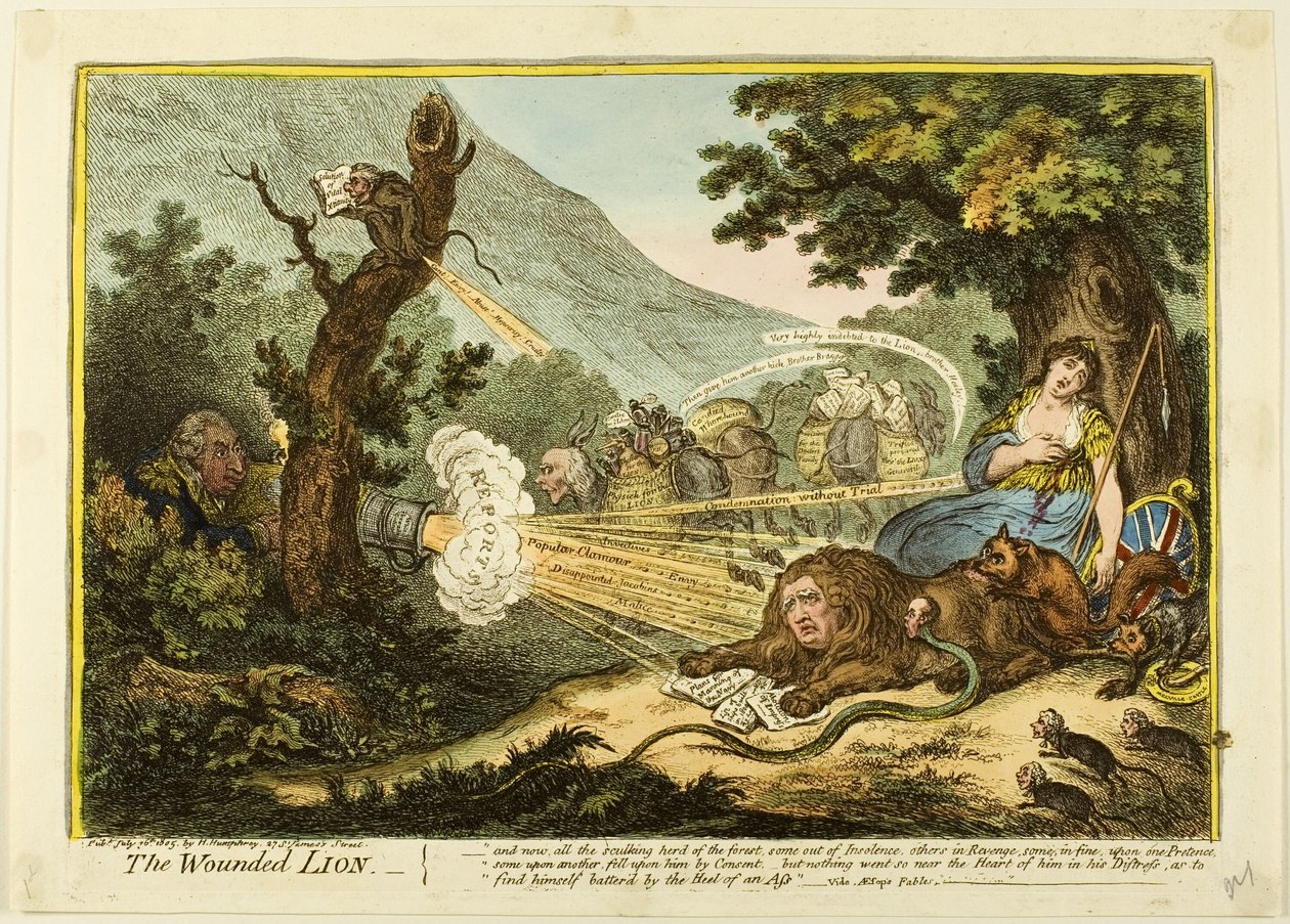 Der verwundete Löwe von James Gillray