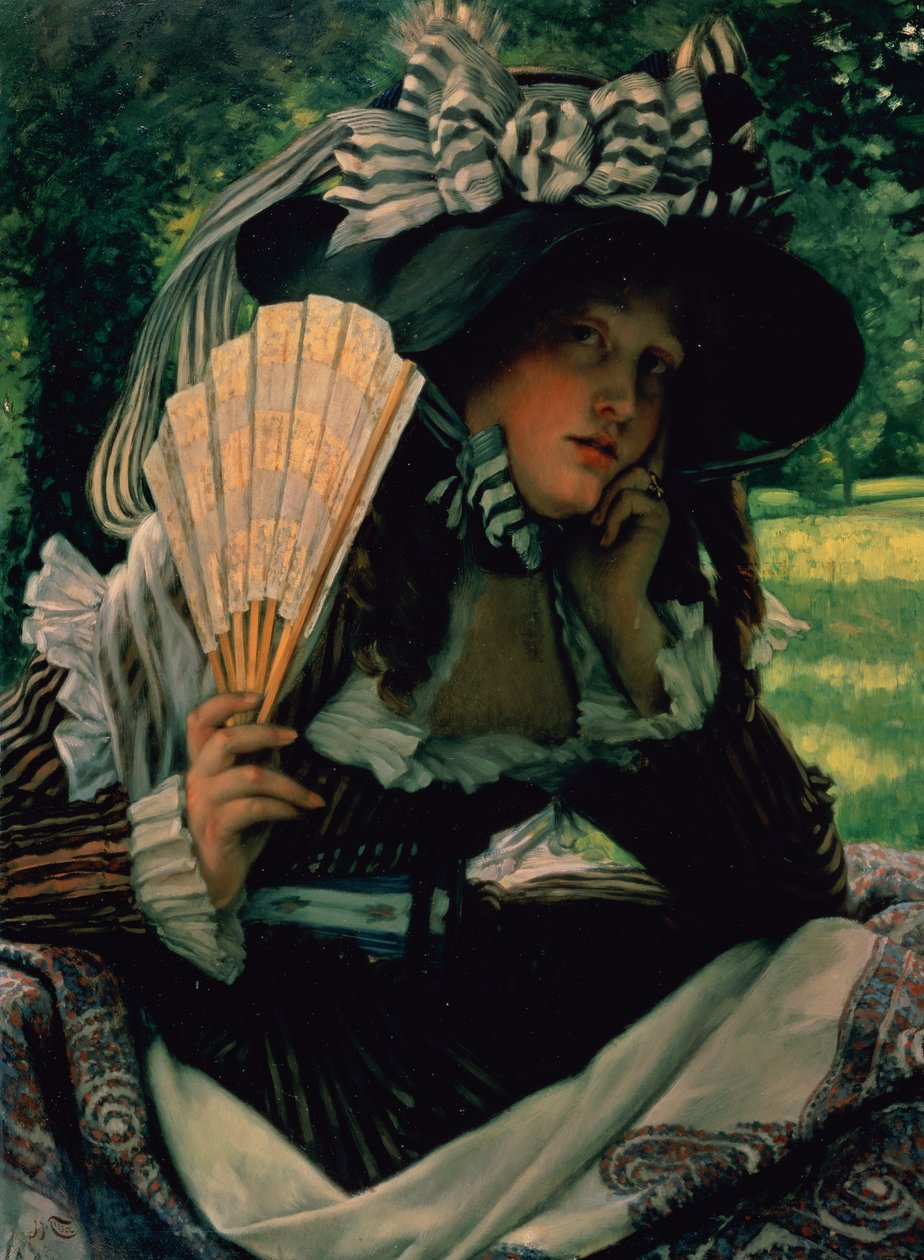 Mädchen mit einem Fächer, ca. 1870-71 von James Jacques Joseph Tissot