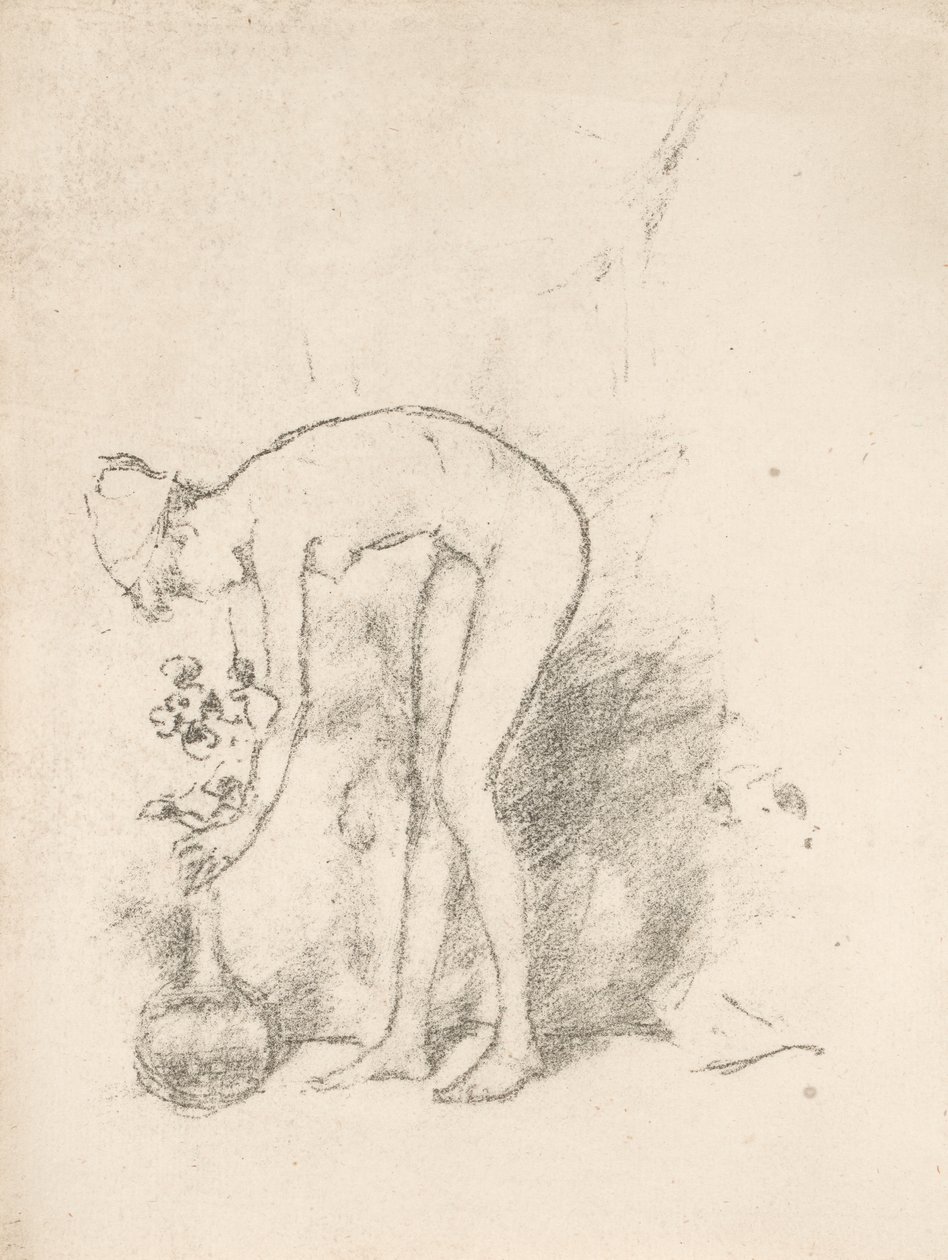 Ein Aktmodell arrangiert Blumen von James Abbott McNeill Whistler