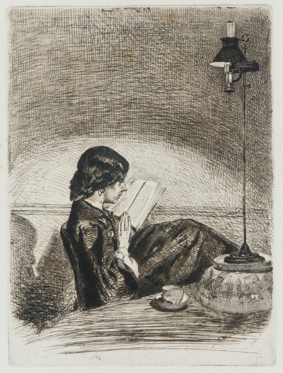 Lesen bei Lampenlicht von James Abbott McNeill Whistler