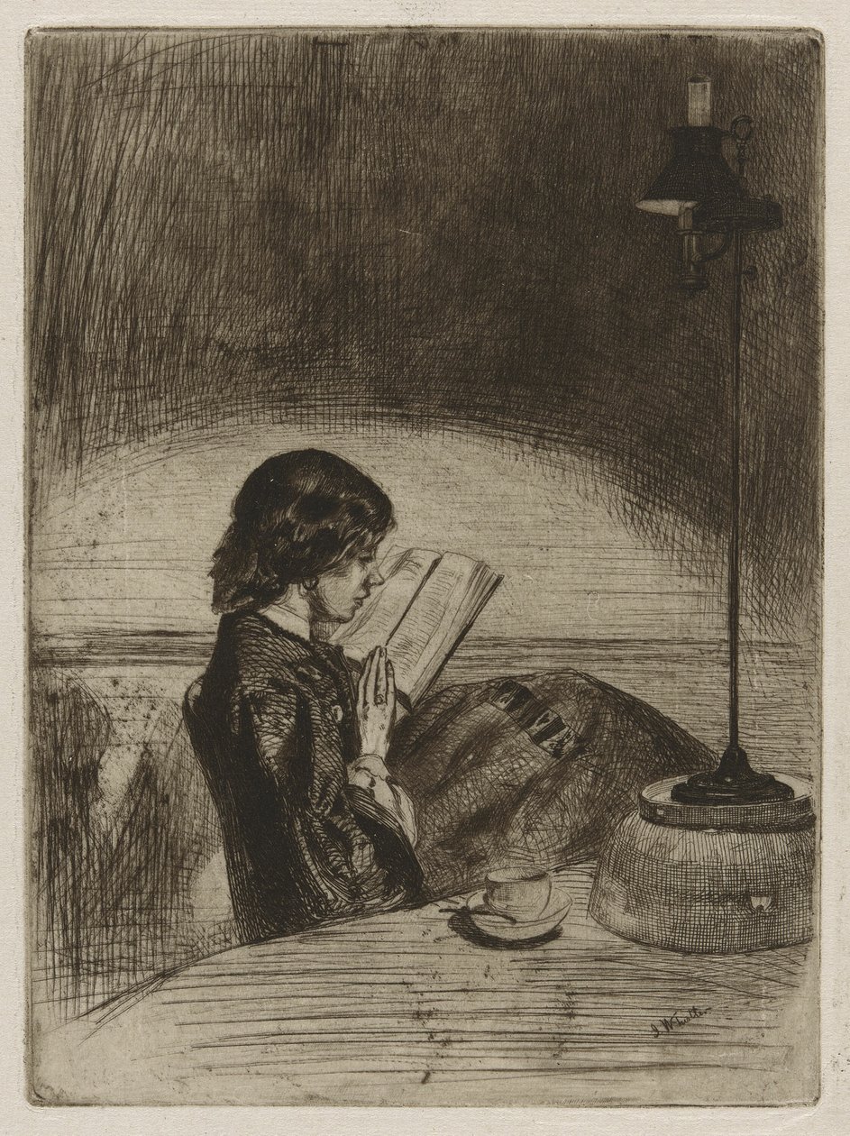 Lesen bei Lampenlicht von James Abbott McNeill Whistler