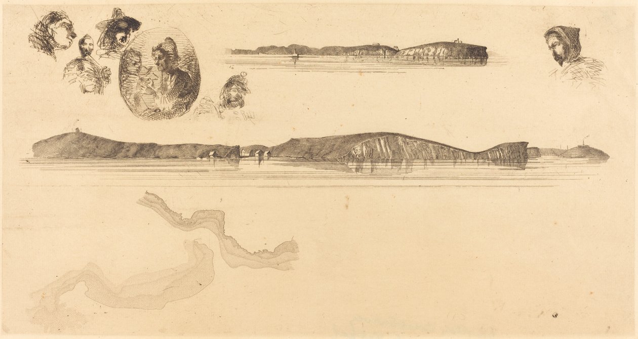 Skizzen auf der Küstenvermessungsplatte von James Abbott McNeill Whistler