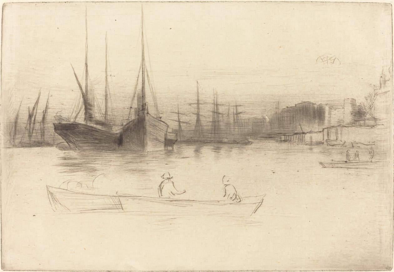 Dampfschiffe vor dem Turm von James Abbott McNeill Whistler